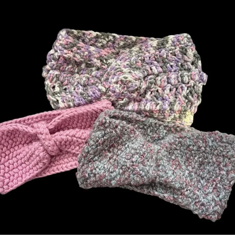 Handcrafted Cozy crocheted Headbands- set of 3